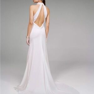 Pronovias Elegant White Halter Bridal Gown Wedding XS